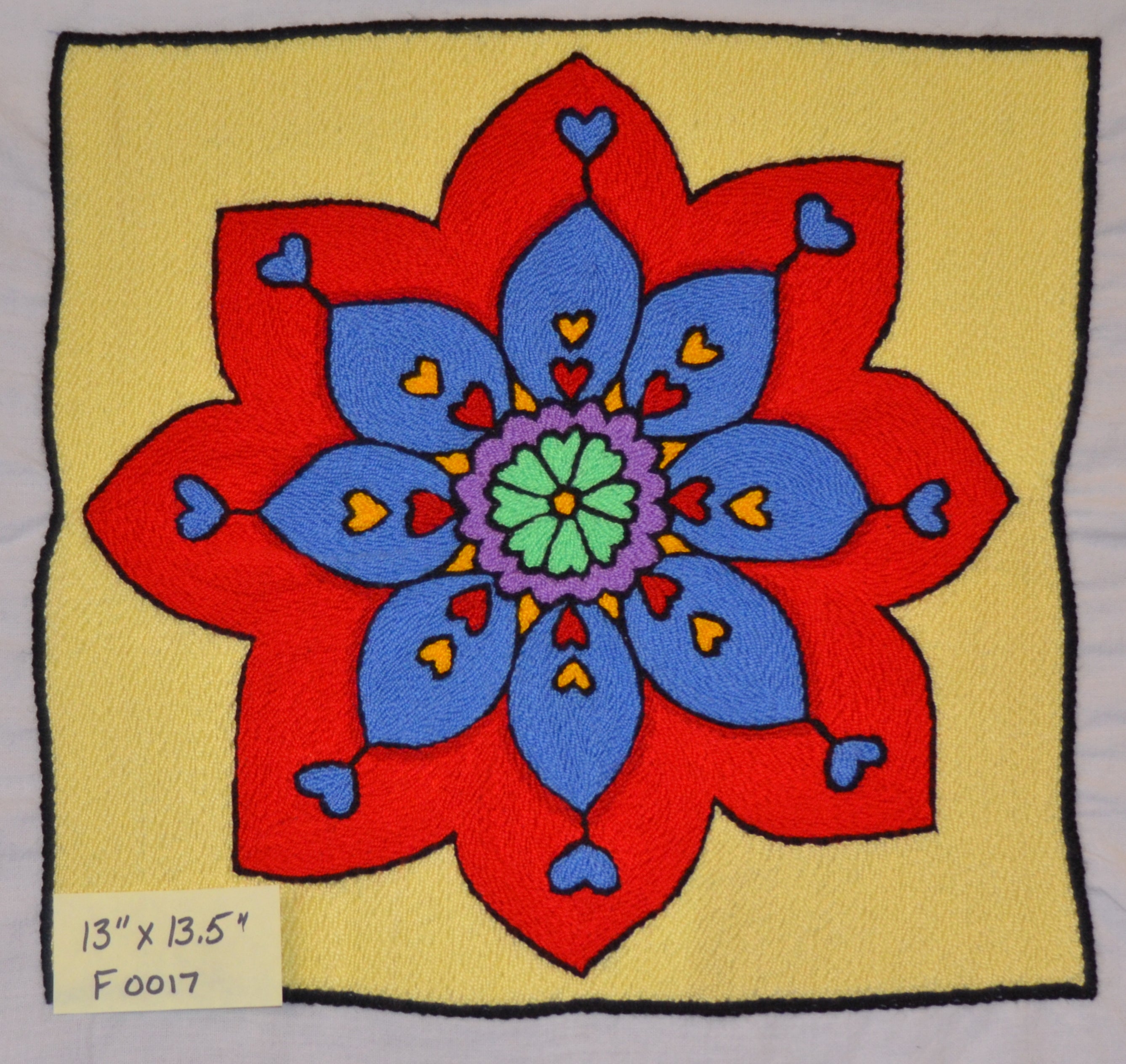 Emboidery "Flats" Red Floral on Pale Yellow